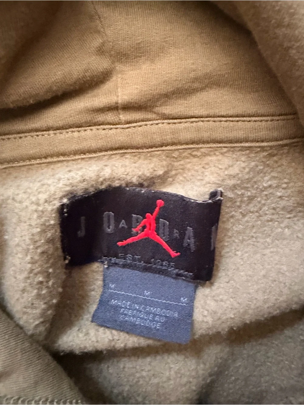 RARE Jordan Olive Hoodie with Black Jumpman & Red Patch